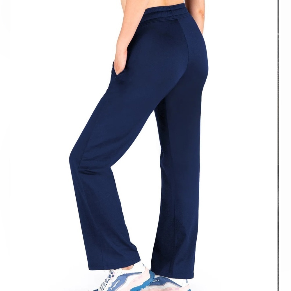 YOGiPACE Fleece Lined Navy Blue Women's Pants Straight Leg Pants Zip Pockets SzM - Picture 3 of 8